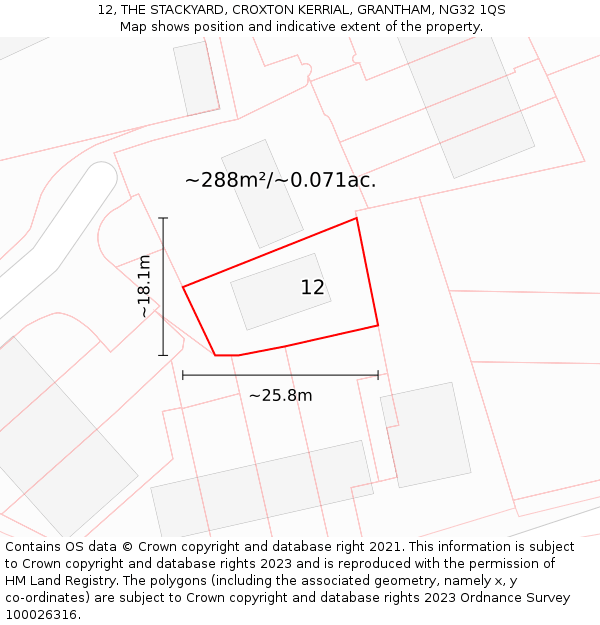12, THE STACKYARD, CROXTON KERRIAL, GRANTHAM, NG32 1QS: Plot and title map