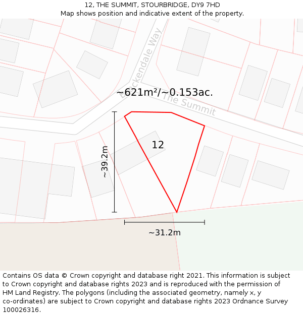 12, THE SUMMIT, STOURBRIDGE, DY9 7HD: Plot and title map