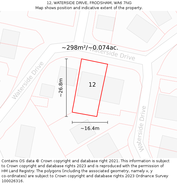 12, WATERSIDE DRIVE, FRODSHAM, WA6 7NG: Plot and title map