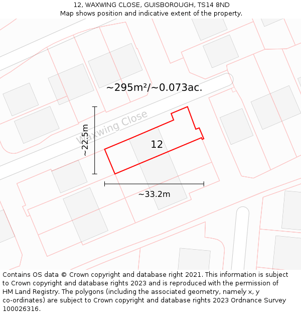 12, WAXWING CLOSE, GUISBOROUGH, TS14 8ND: Plot and title map