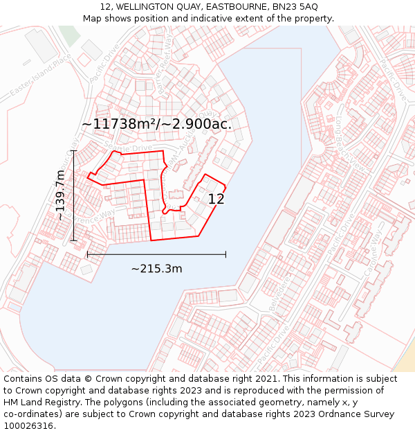 12, WELLINGTON QUAY, EASTBOURNE, BN23 5AQ: Plot and title map