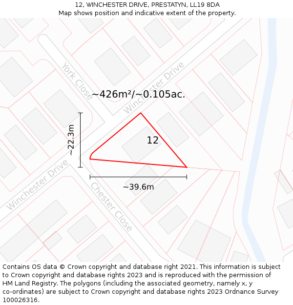 12, WINCHESTER DRIVE, PRESTATYN, LL19 8DA: Plot and title map