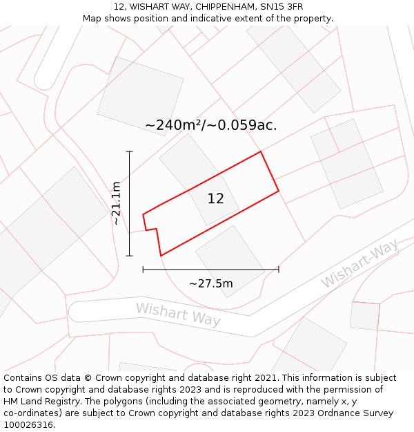 12, WISHART WAY, CHIPPENHAM, SN15 3FR: Plot and title map