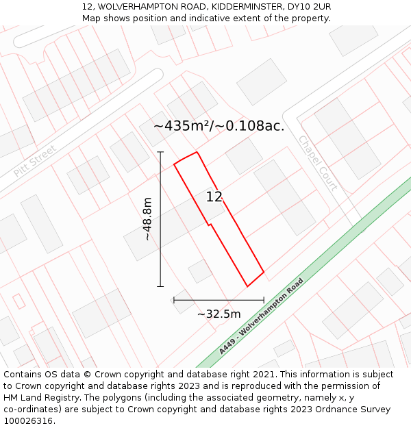 12, WOLVERHAMPTON ROAD, KIDDERMINSTER, DY10 2UR: Plot and title map