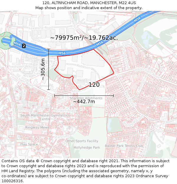 120, ALTRINCHAM ROAD, MANCHESTER, M22 4US: Plot and title map