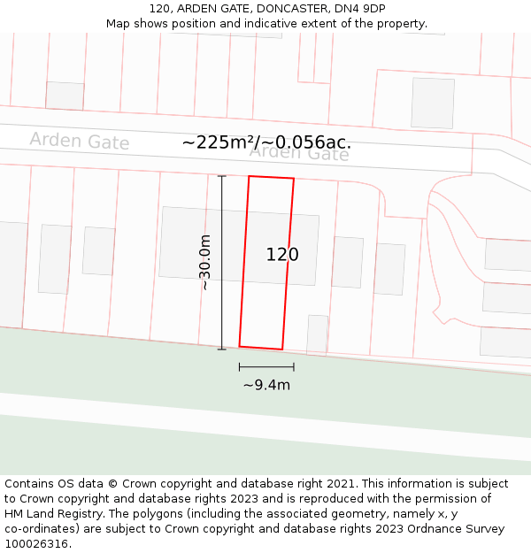 120, ARDEN GATE, DONCASTER, DN4 9DP: Plot and title map