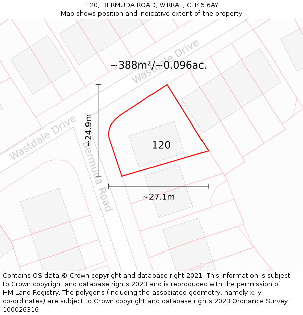 120, BERMUDA ROAD, WIRRAL, CH46 6AY: Plot and title map