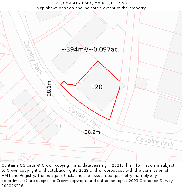 120, CAVALRY PARK, MARCH, PE15 9DL: Plot and title map