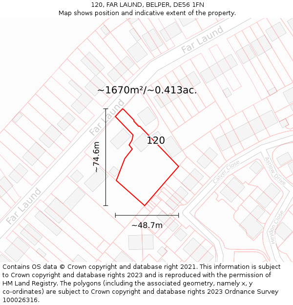 120, FAR LAUND, BELPER, DE56 1FN: Plot and title map