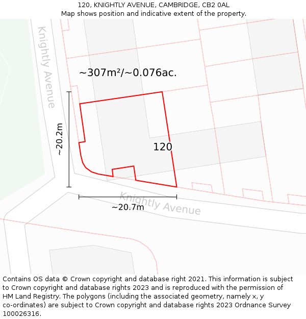 120, KNIGHTLY AVENUE, CAMBRIDGE, CB2 0AL: Plot and title map