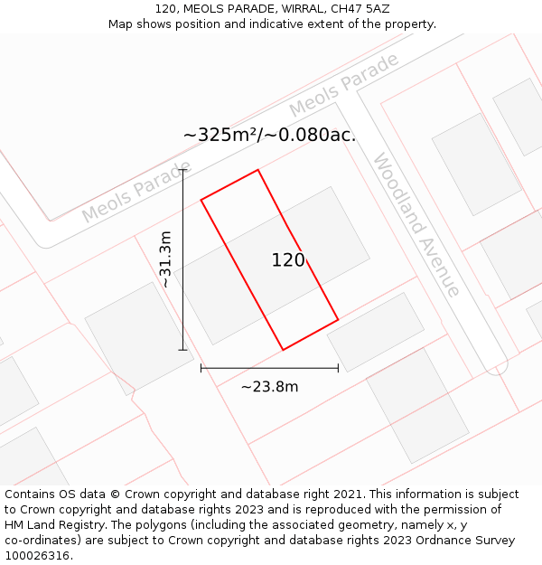 120, MEOLS PARADE, WIRRAL, CH47 5AZ: Plot and title map