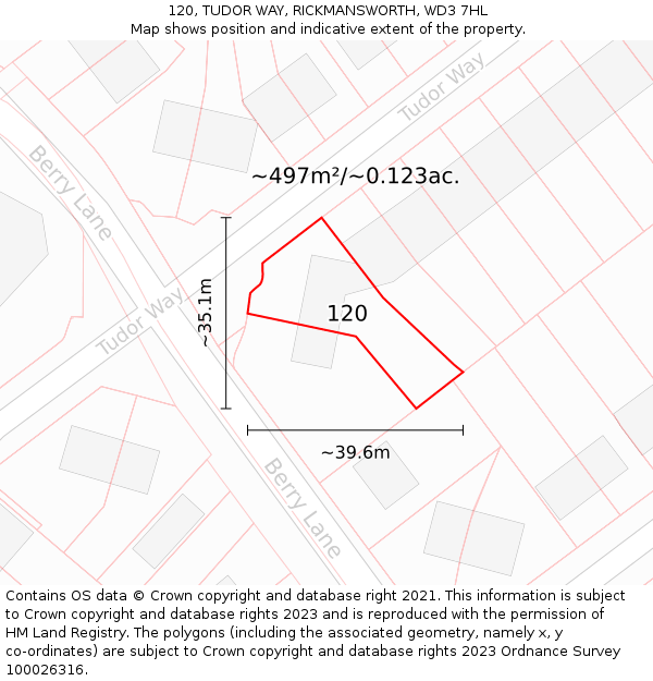 120, TUDOR WAY, RICKMANSWORTH, WD3 7HL: Plot and title map