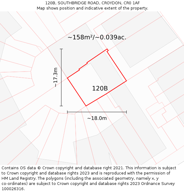 120B, SOUTHBRIDGE ROAD, CROYDON, CR0 1AF: Plot and title map