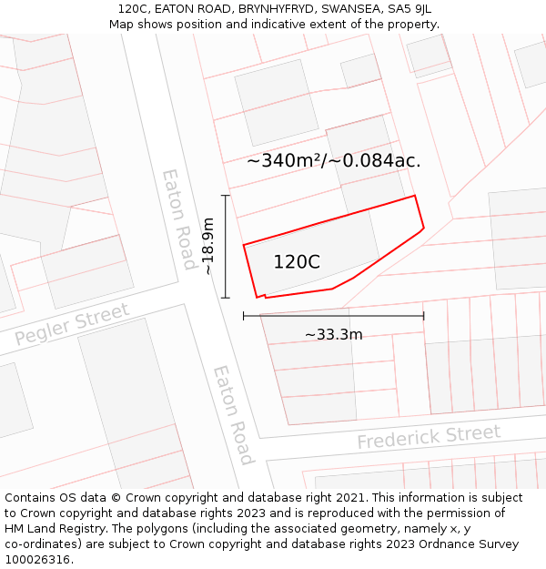 120C, EATON ROAD, BRYNHYFRYD, SWANSEA, SA5 9JL: Plot and title map