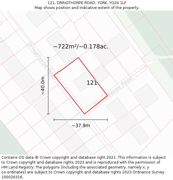 121, DRINGTHORPE ROAD, YORK, YO24 1LF: Plot and title map