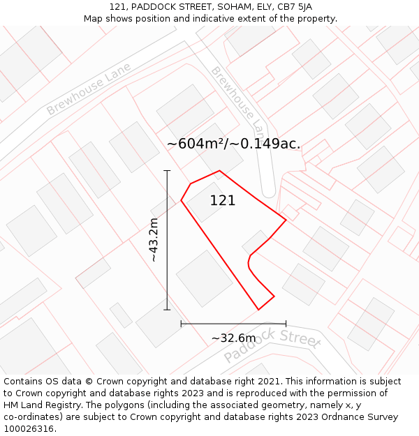 121, PADDOCK STREET, SOHAM, ELY, CB7 5JA: Plot and title map