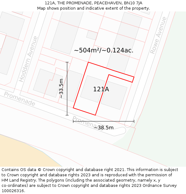 121A, THE PROMENADE, PEACEHAVEN, BN10 7JA: Plot and title map