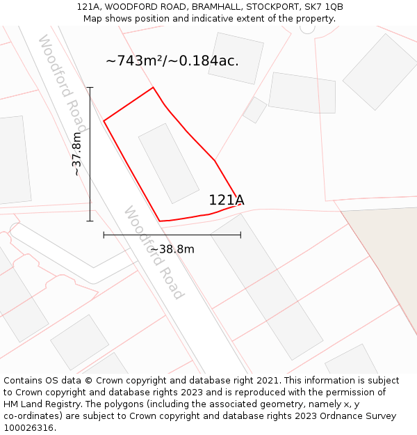 121A, WOODFORD ROAD, BRAMHALL, STOCKPORT, SK7 1QB: Plot and title map