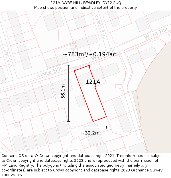 121A, WYRE HILL, BEWDLEY, DY12 2UQ: Plot and title map