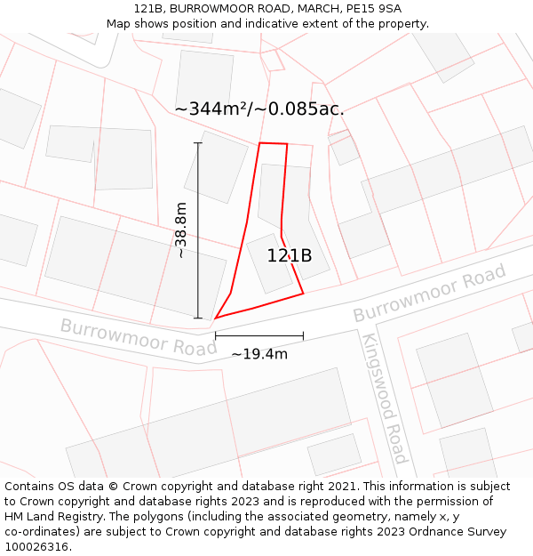 121B, BURROWMOOR ROAD, MARCH, PE15 9SA: Plot and title map