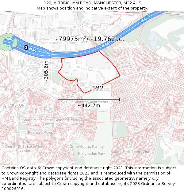 122, ALTRINCHAM ROAD, MANCHESTER, M22 4US: Plot and title map