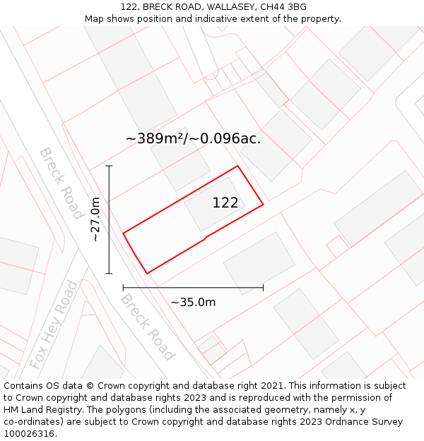 122, BRECK ROAD, WALLASEY, CH44 3BG: Plot and title map