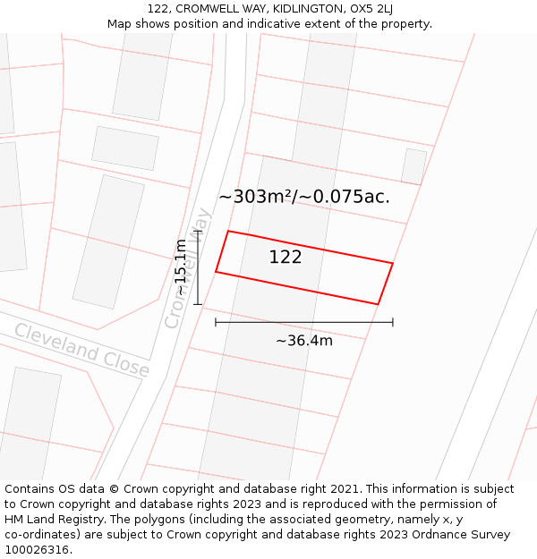 122, CROMWELL WAY, KIDLINGTON, OX5 2LJ: Plot and title map