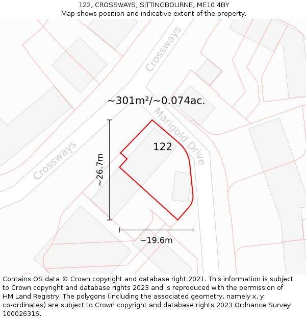 122, CROSSWAYS, SITTINGBOURNE, ME10 4BY: Plot and title map