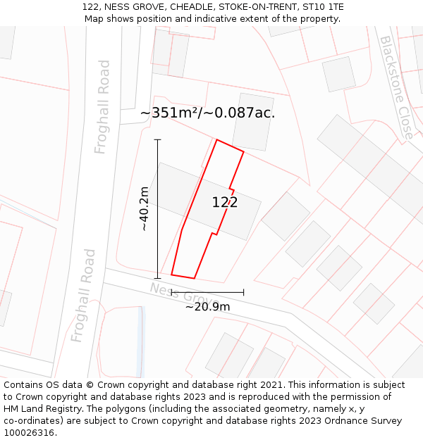 122, NESS GROVE, CHEADLE, STOKE-ON-TRENT, ST10 1TE: Plot and title map