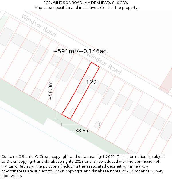 122, WINDSOR ROAD, MAIDENHEAD, SL6 2DW: Plot and title map