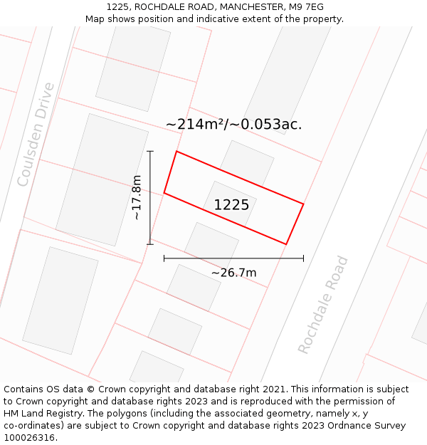 1225, ROCHDALE ROAD, MANCHESTER, M9 7EG: Plot and title map