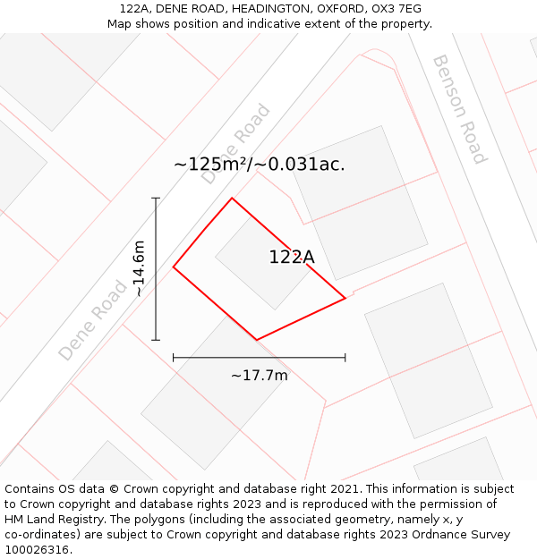 122A, DENE ROAD, HEADINGTON, OXFORD, OX3 7EG: Plot and title map