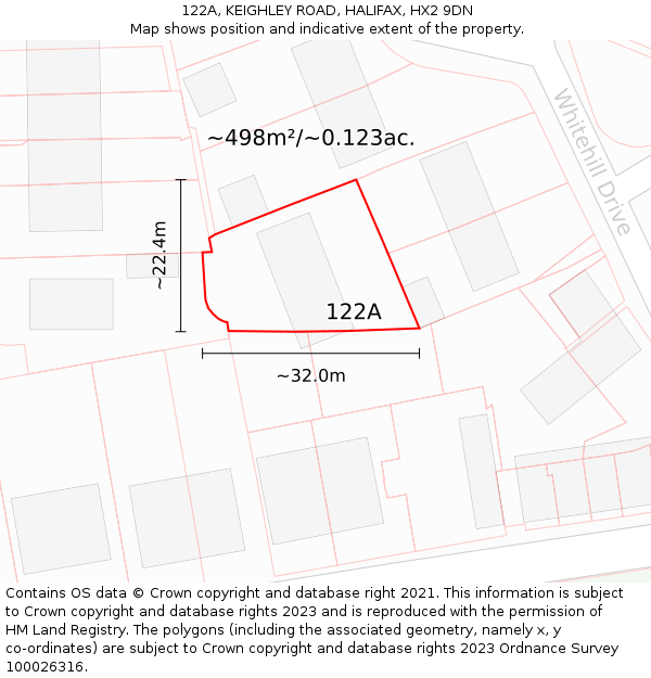 122A, KEIGHLEY ROAD, HALIFAX, HX2 9DN: Plot and title map