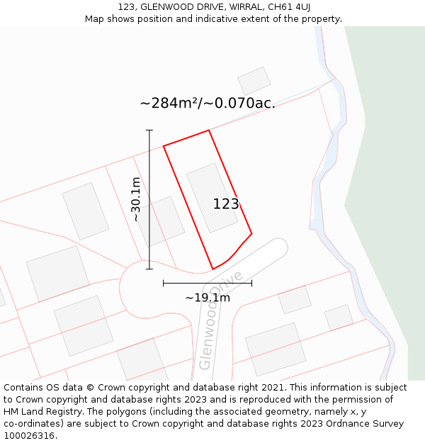 123, GLENWOOD DRIVE, WIRRAL, CH61 4UJ: Plot and title map