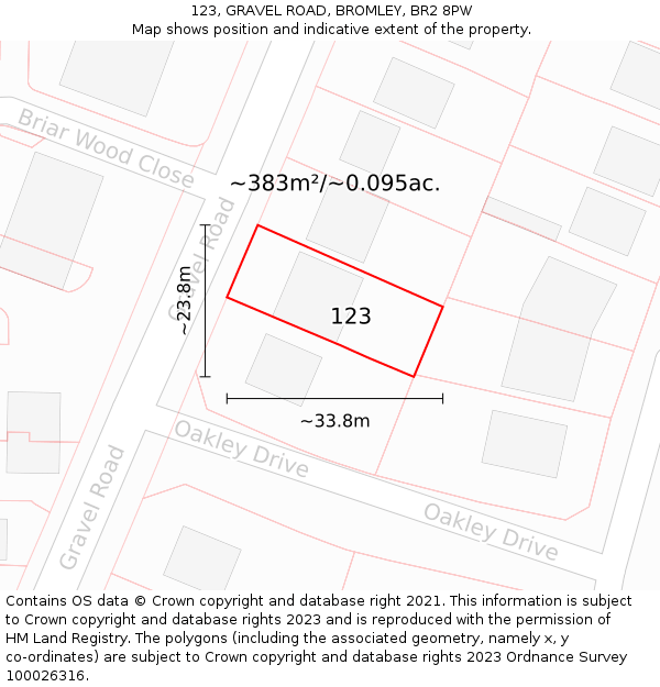 123, GRAVEL ROAD, BROMLEY, BR2 8PW: Plot and title map