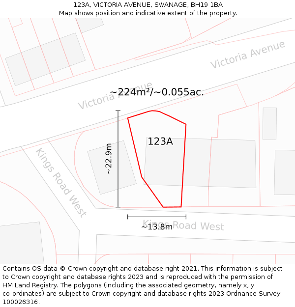 123A, VICTORIA AVENUE, SWANAGE, BH19 1BA: Plot and title map