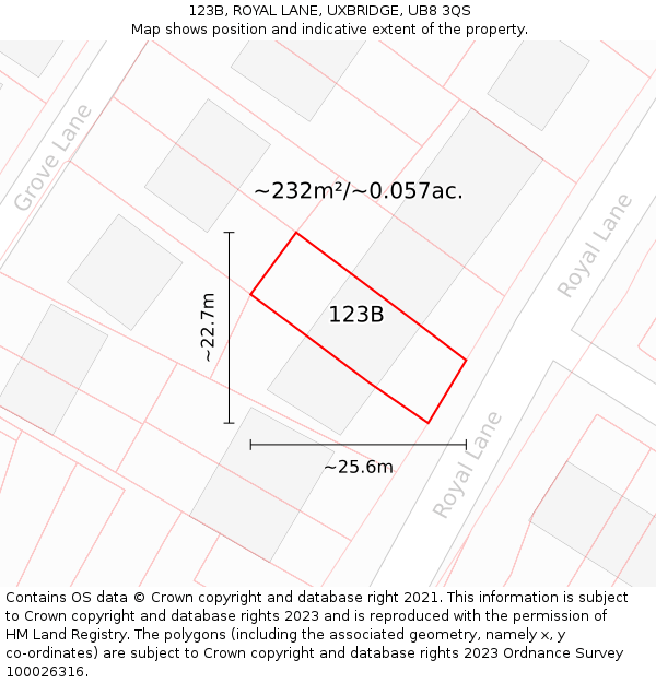 123B, ROYAL LANE, UXBRIDGE, UB8 3QS: Plot and title map