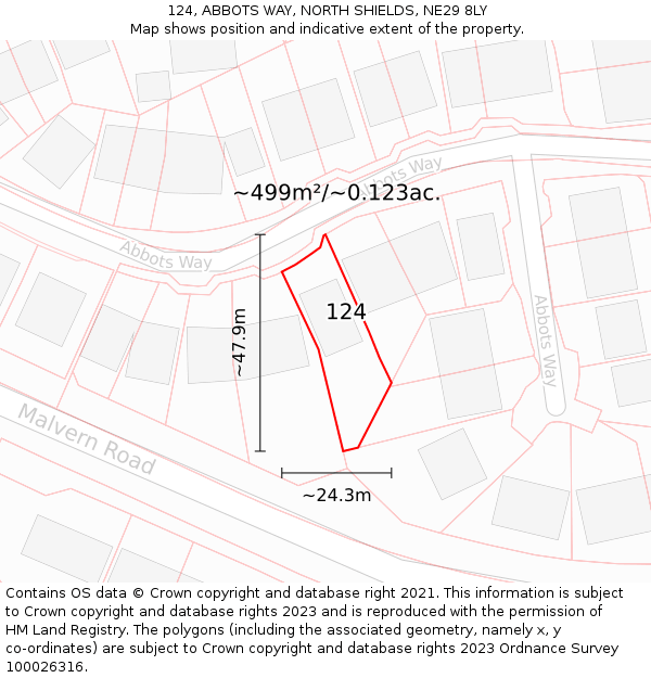 124, ABBOTS WAY, NORTH SHIELDS, NE29 8LY: Plot and title map