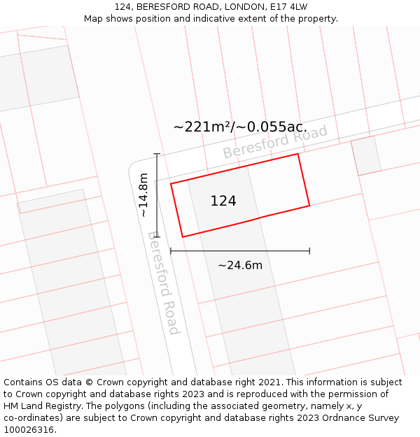124, BERESFORD ROAD, LONDON, E17 4LW: Plot and title map