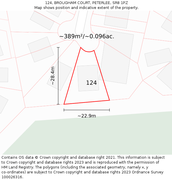 124, BROUGHAM COURT, PETERLEE, SR8 1PZ: Plot and title map