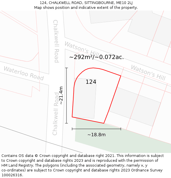 124, CHALKWELL ROAD, SITTINGBOURNE, ME10 2LJ: Plot and title map