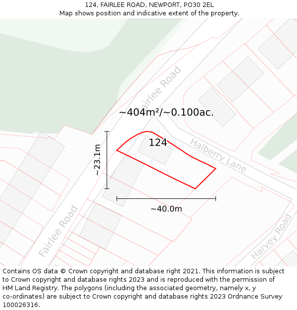 124, FAIRLEE ROAD, NEWPORT, PO30 2EL: Plot and title map