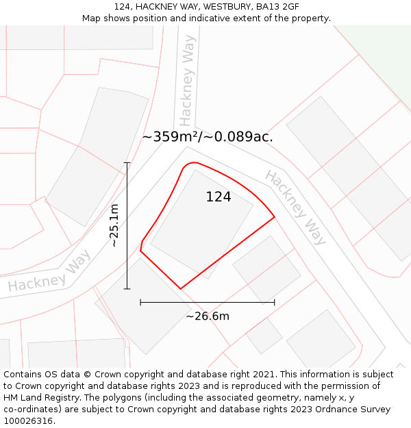 124, HACKNEY WAY, WESTBURY, BA13 2GF: Plot and title map