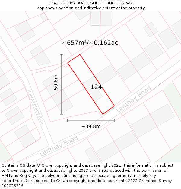 124, LENTHAY ROAD, SHERBORNE, DT9 6AG: Plot and title map