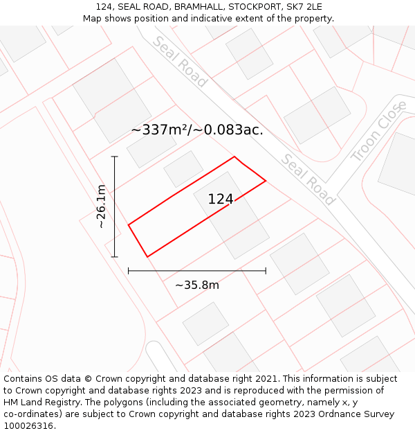 124, SEAL ROAD, BRAMHALL, STOCKPORT, SK7 2LE: Plot and title map