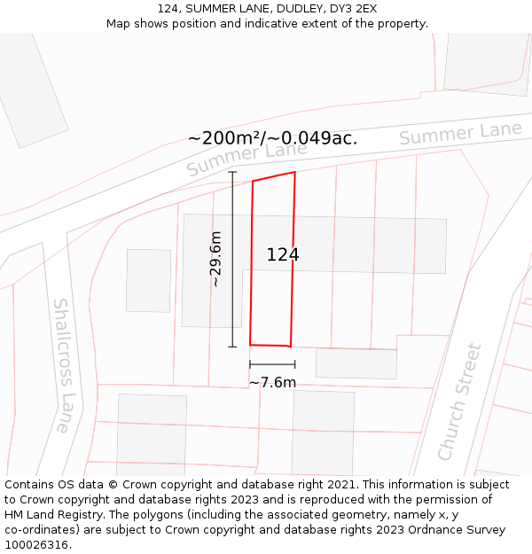 124, SUMMER LANE, DUDLEY, DY3 2EX: Plot and title map