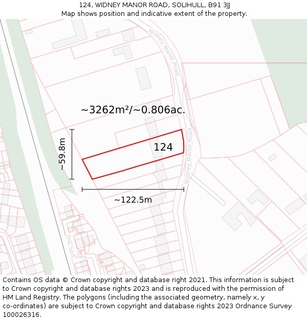 124, WIDNEY MANOR ROAD, SOLIHULL, B91 3JJ: Plot and title map