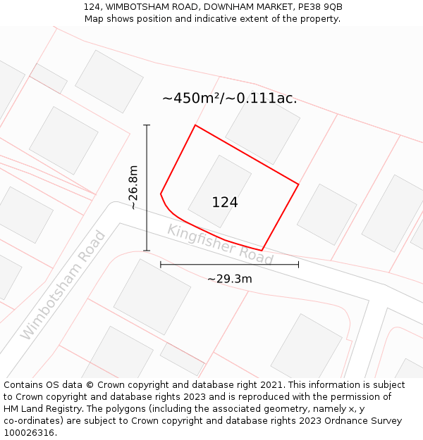 124, WIMBOTSHAM ROAD, DOWNHAM MARKET, PE38 9QB: Plot and title map