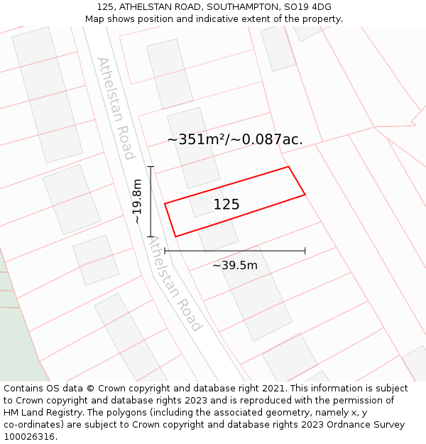 125, ATHELSTAN ROAD, SOUTHAMPTON, SO19 4DG: Plot and title map