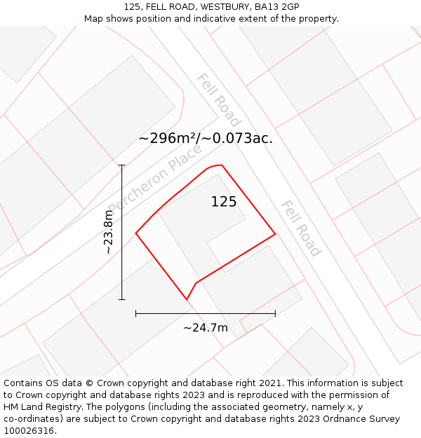 125, FELL ROAD, WESTBURY, BA13 2GP: Plot and title map